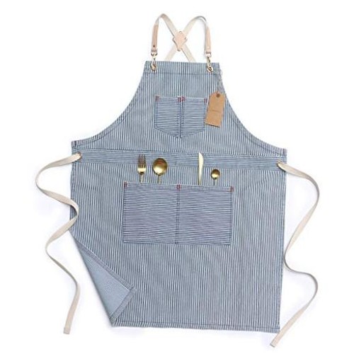 Grembiule denim righe blu - grembiule, a